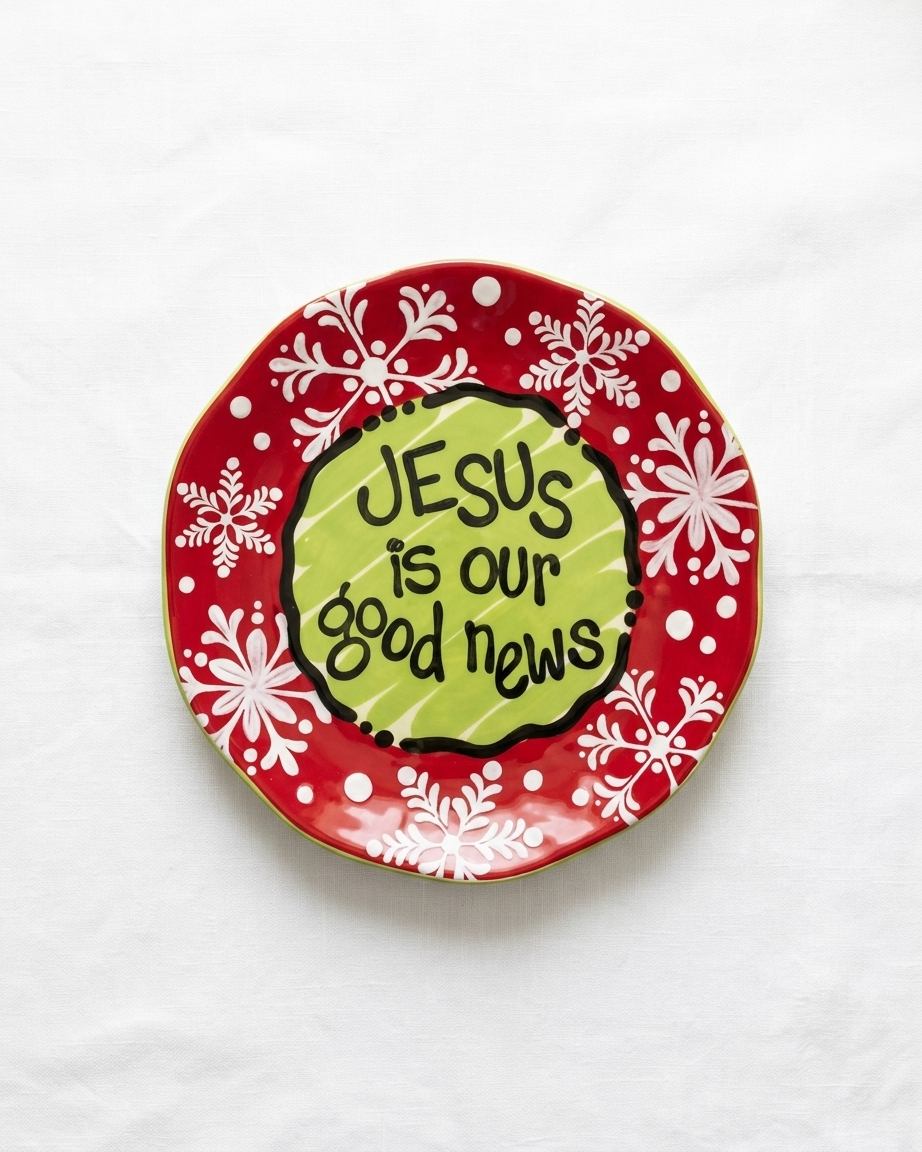 Carla Grogan Christmas Plate Set of Two Brings us Great Joy Is Our Good News