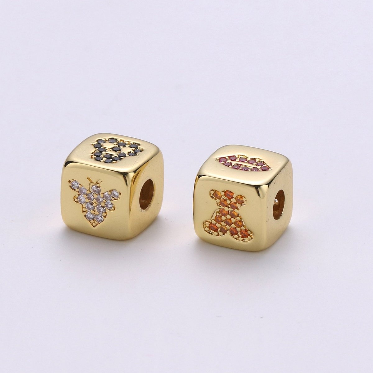 9x9mm CZ Gold Filled Beads, Evil Eye Beads, Heart Beads, Love Beads, Animal Blocks Micro Pave Block Charm for Bracelet Necklace Supply K-439 K-441