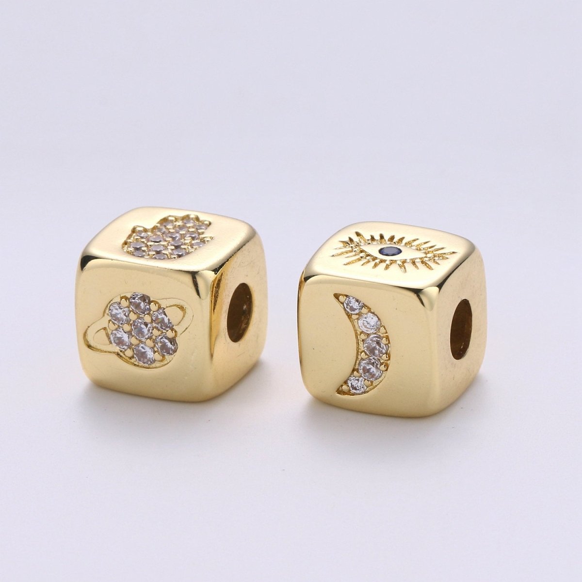 9x9mm CZ Gold Filled Beads, Evil Eye Beads, Heart Beads, Love Beads, Animal Blocks Micro Pave Block Charm for Bracelet Necklace Supply K-439 K-441