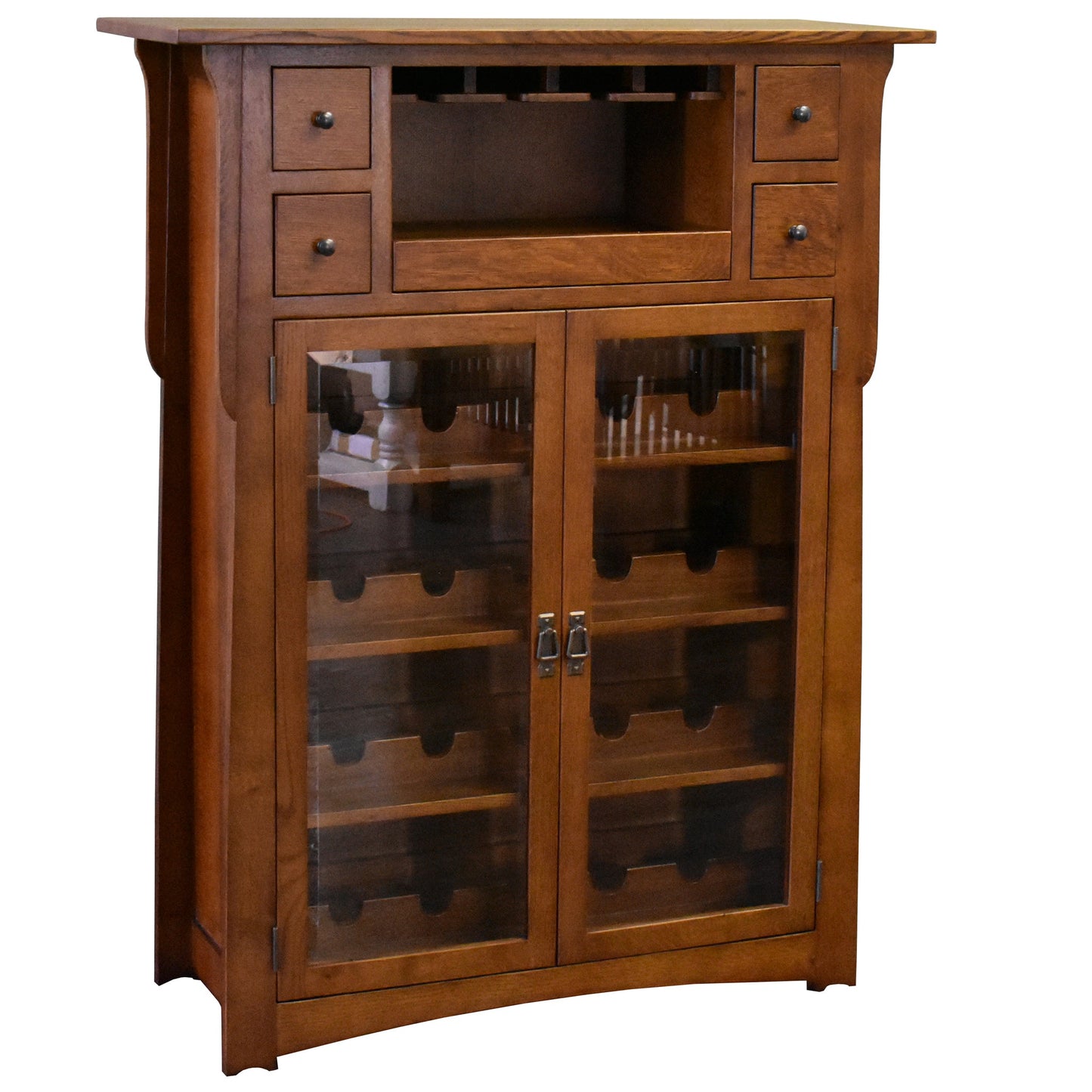 Mission / Arts and Crafts Quarter Sawn White Oak Wine Cabinet - 45"