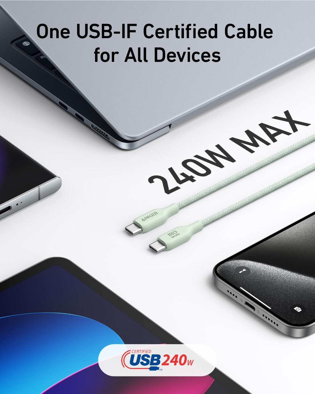 Câble USB-C vers USB-C (Bio-tressé) Anker <b>543</b>