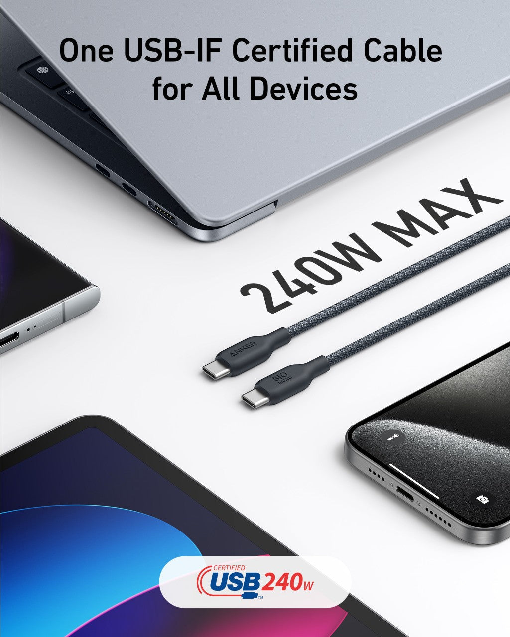 Câble USB-C vers USB-C (Bio-tressé) Anker <b>543</b>
