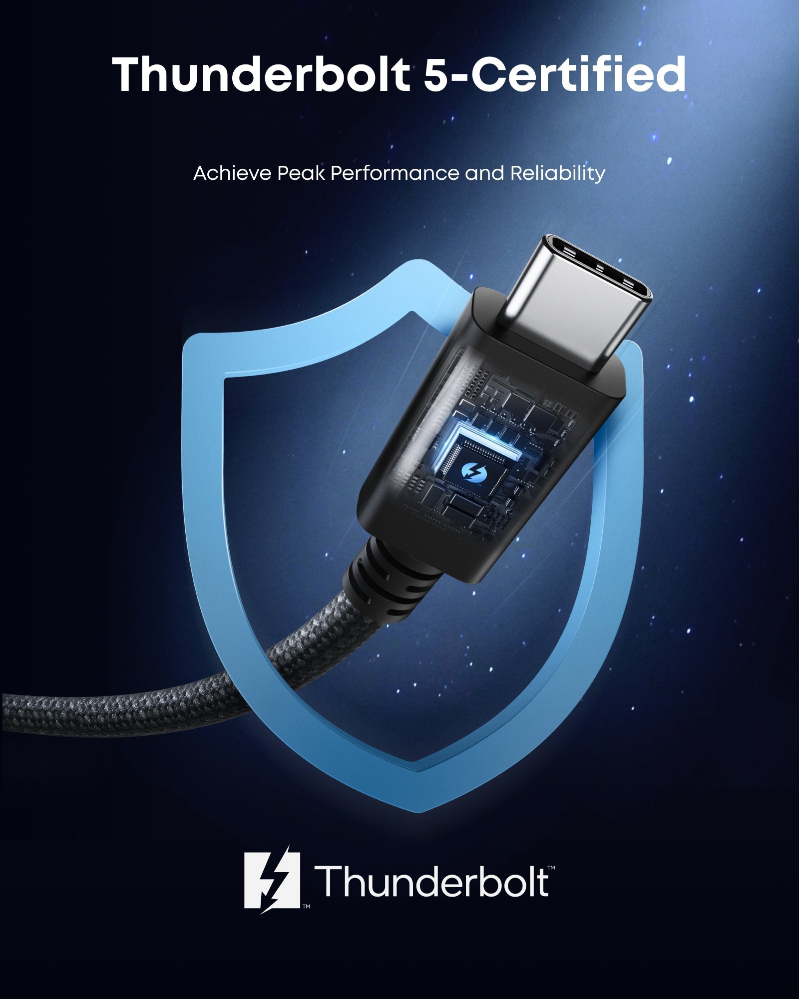 Anker Prime Thunderbolt 5 ケーブル (3.3 ft / 1.7 ft, 80 Gbps, 240W)