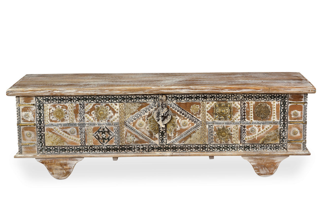 Elephant Wooden Carved Trunk Coffee Table