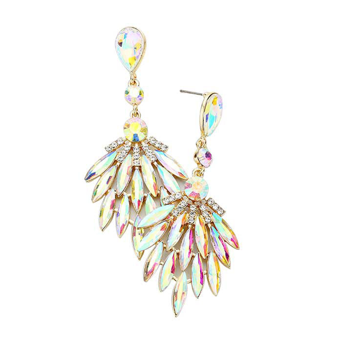 Trendy Marquise Stone Cluster Evening Earrings