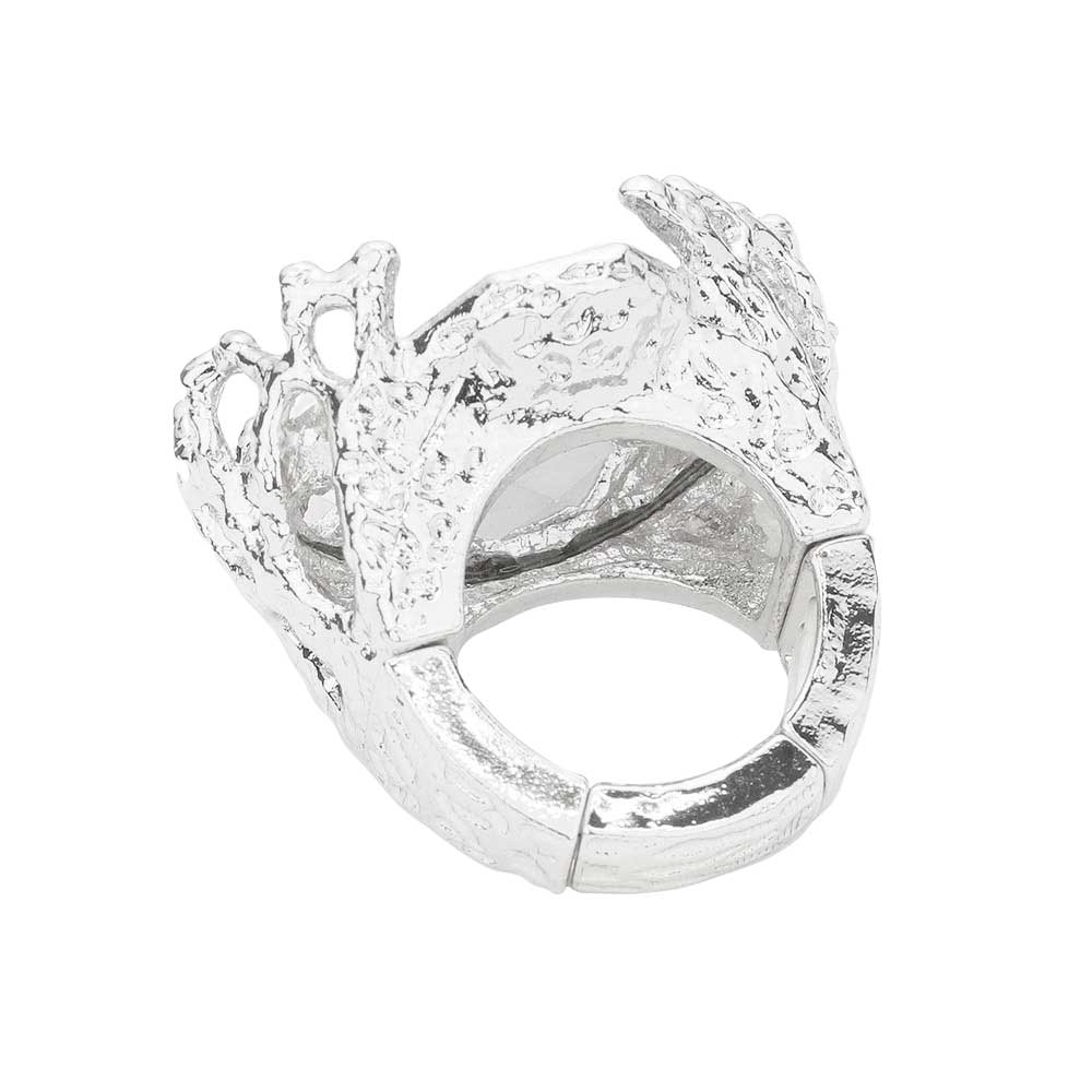 Metal Twig Detailed Stone Stretch Ring