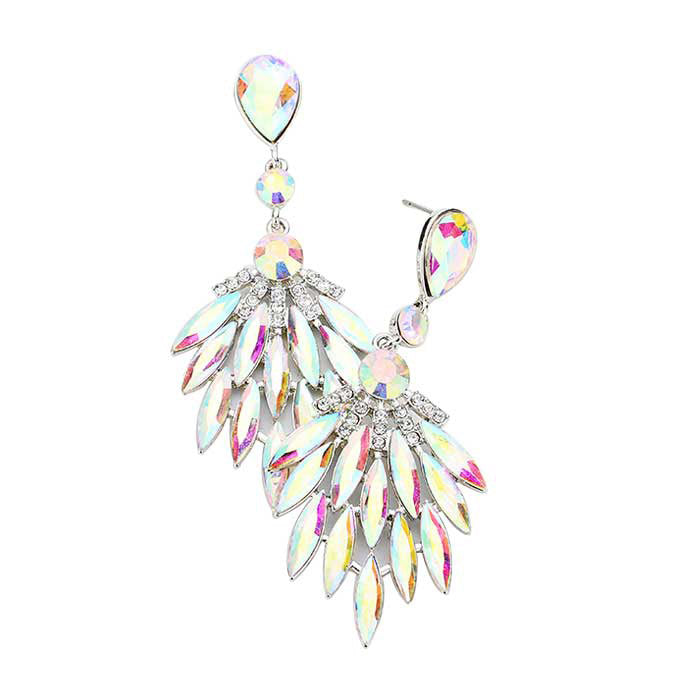 Trendy Marquise Stone Cluster Evening Earrings