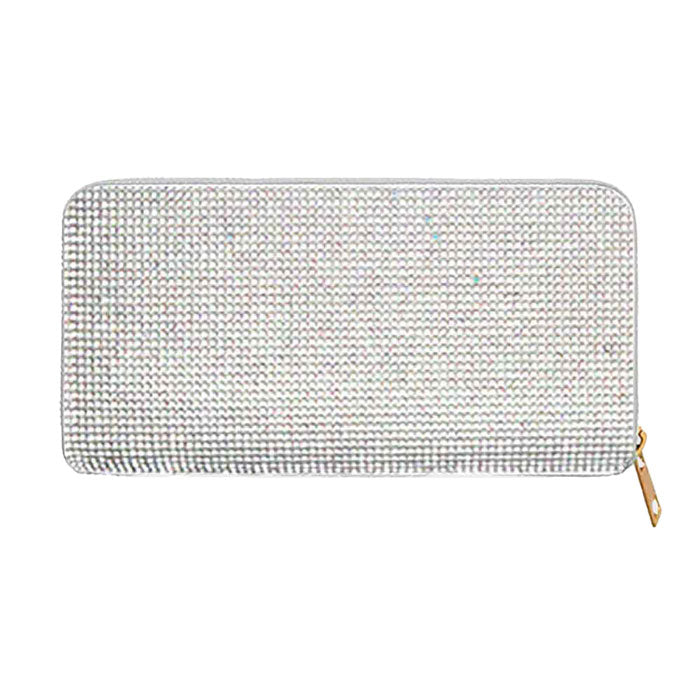 Crystal Rhinestone Pave Zipper Wallet