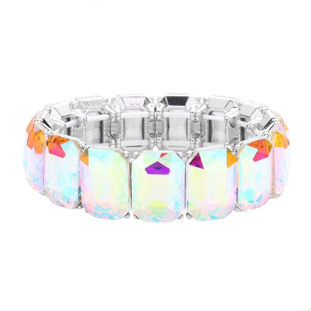 Emerald Cut Stone Stretch Evening Bracelet