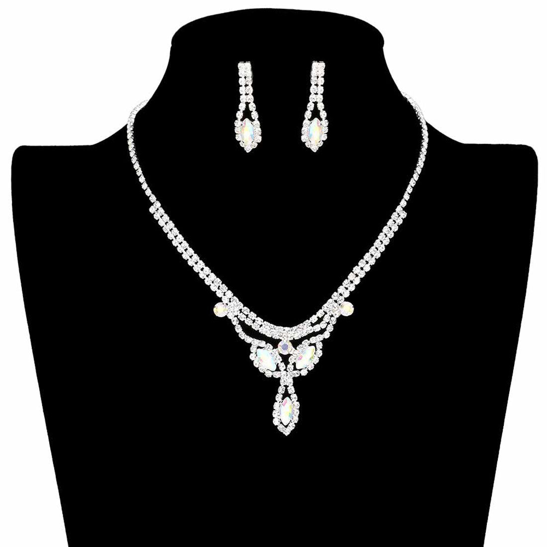 Marquise Stone Accented Rhinestone Pave Necklace