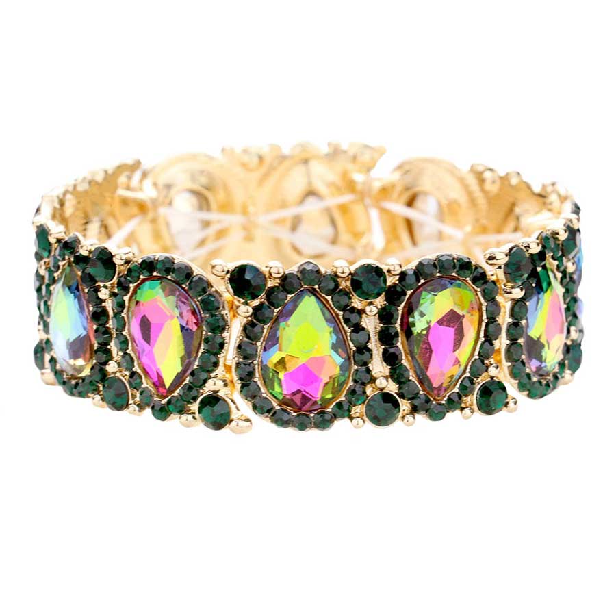Teardrop Rhinestone Trim Stretch Evening Bracelet
