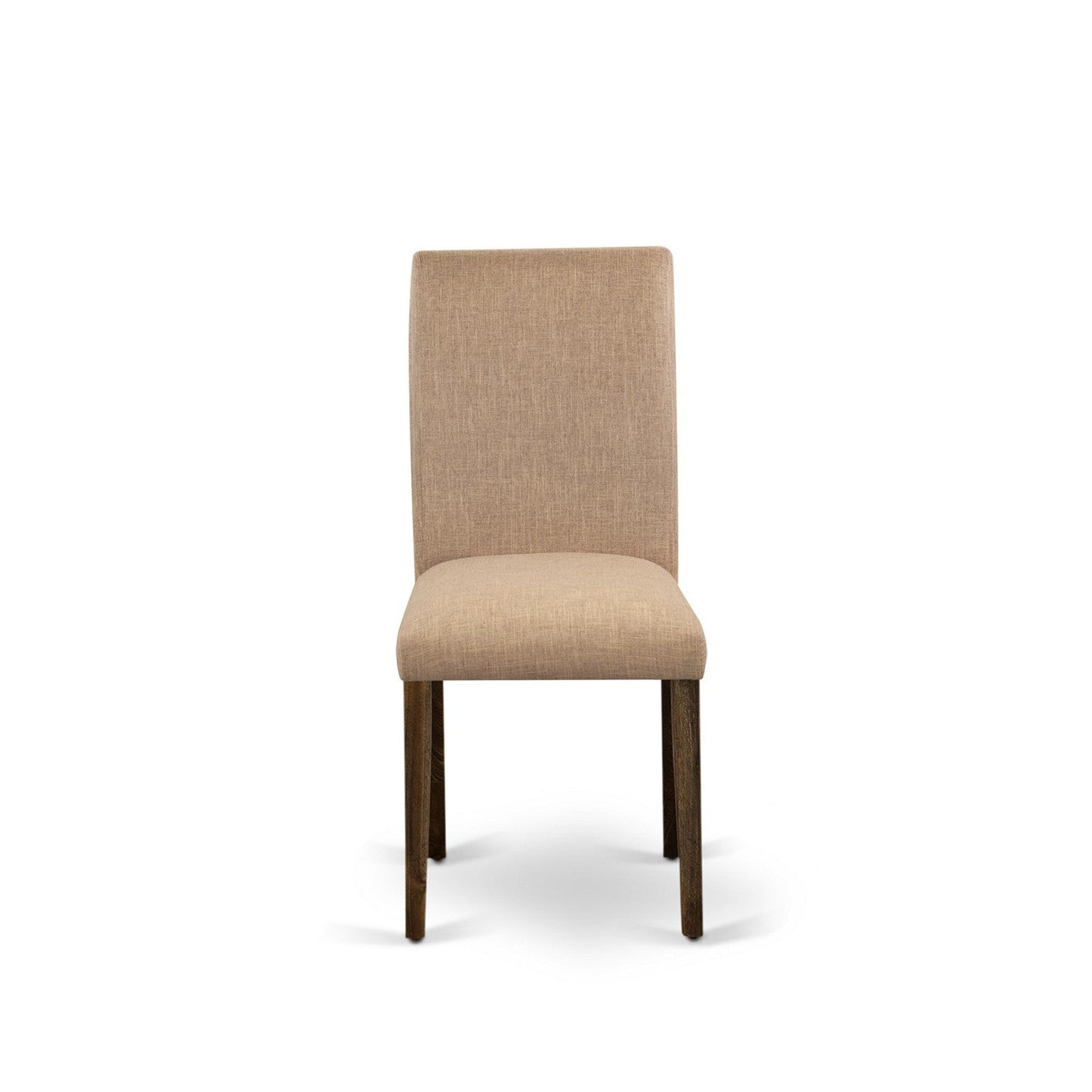 EAST WEST FURNITURE - CNAB5-77-47 - 5-Pc Dining Room Set- 4 Parson Dining Chairs and Kitchen Dining Table - Light Sable Linen Fabric Seat and Stylish Chair Back (Distressed Jacobean Finish)