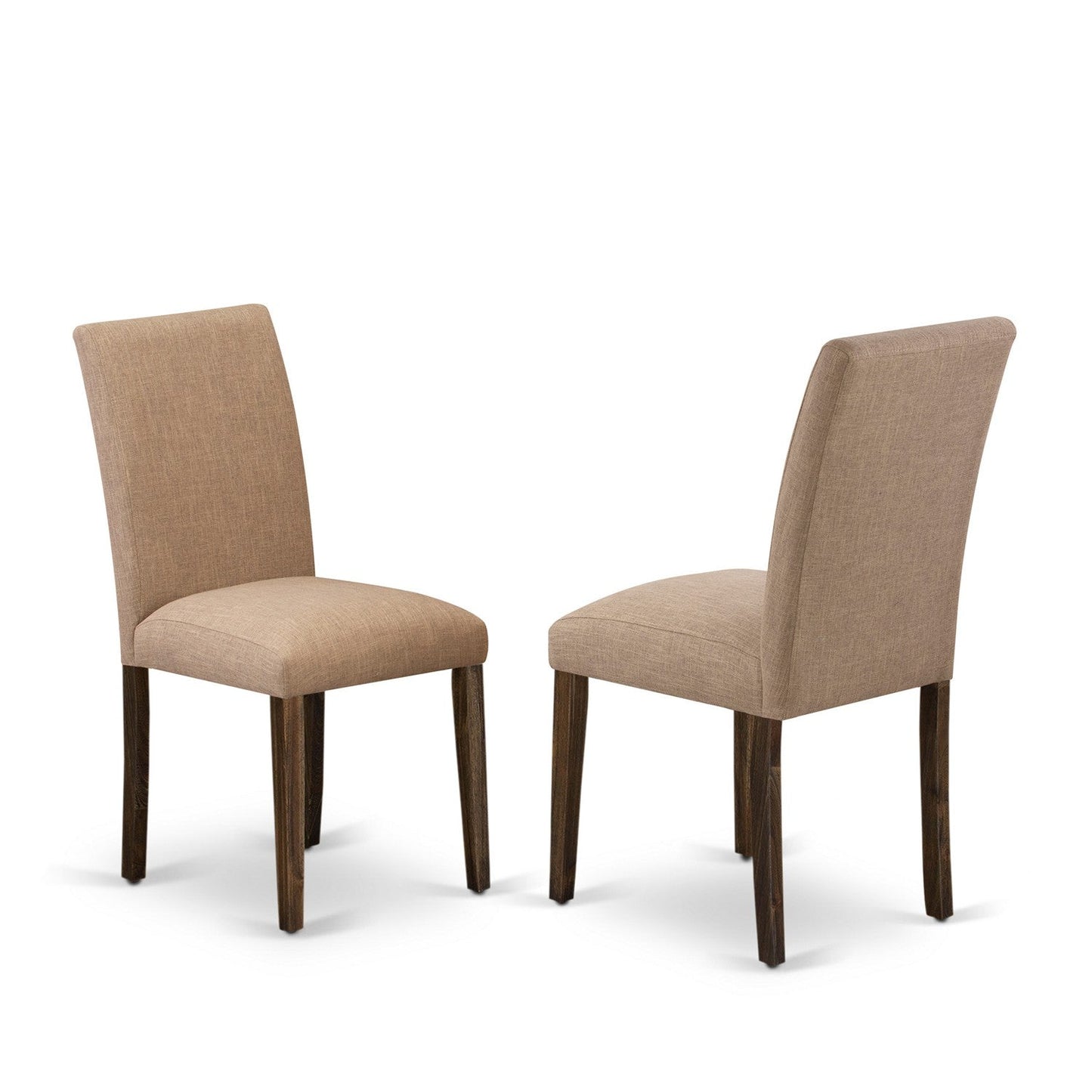 EAST WEST FURNITURE - CNAB5-77-47 - 5-Pc Dining Room Set- 4 Parson Dining Chairs and Kitchen Dining Table - Light Sable Linen Fabric Seat and Stylish Chair Back (Distressed Jacobean Finish)