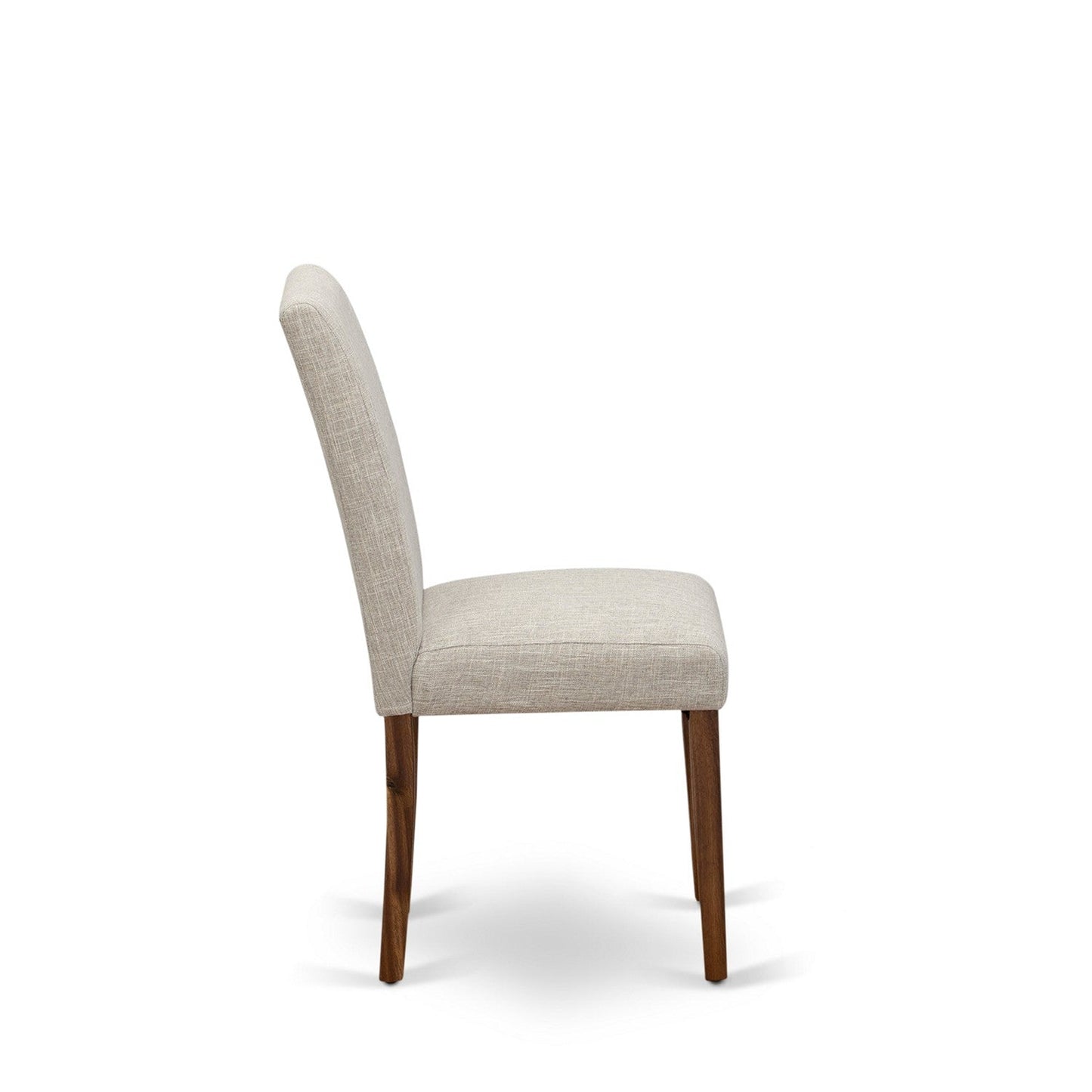 EAST WEST FURNITURE - CNAB7-NN-35 - 7-Pc Dining Room Set- 6 Dining Padded Chairs and dining table - Doeskin Linen Fabric Seat and High Chair Back (Antique Walnut Finish)