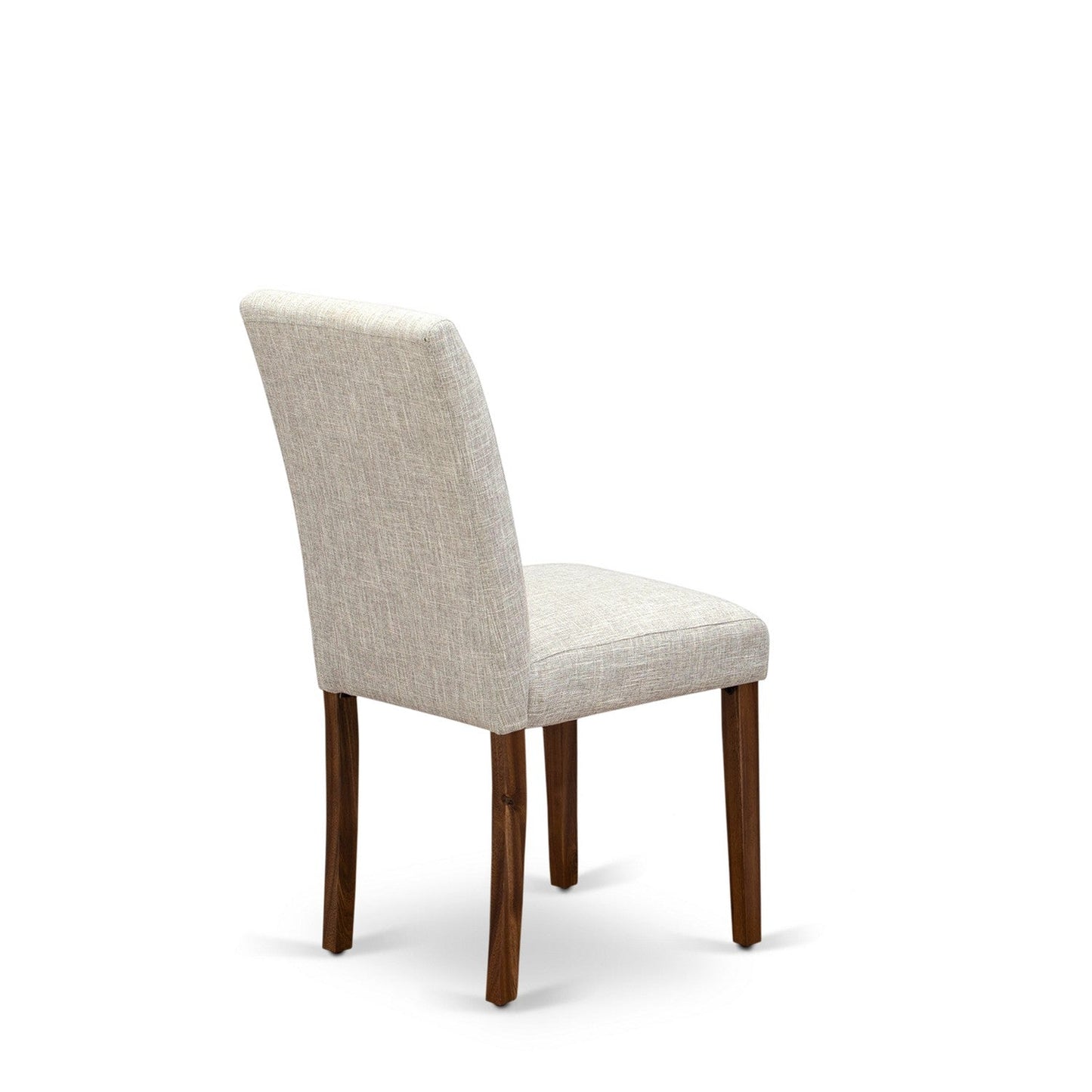 EAST WEST FURNITURE - CNAB7-NN-35 - 7-Pc Dining Room Set- 6 Dining Padded Chairs and dining table - Doeskin Linen Fabric Seat and High Chair Back (Antique Walnut Finish)