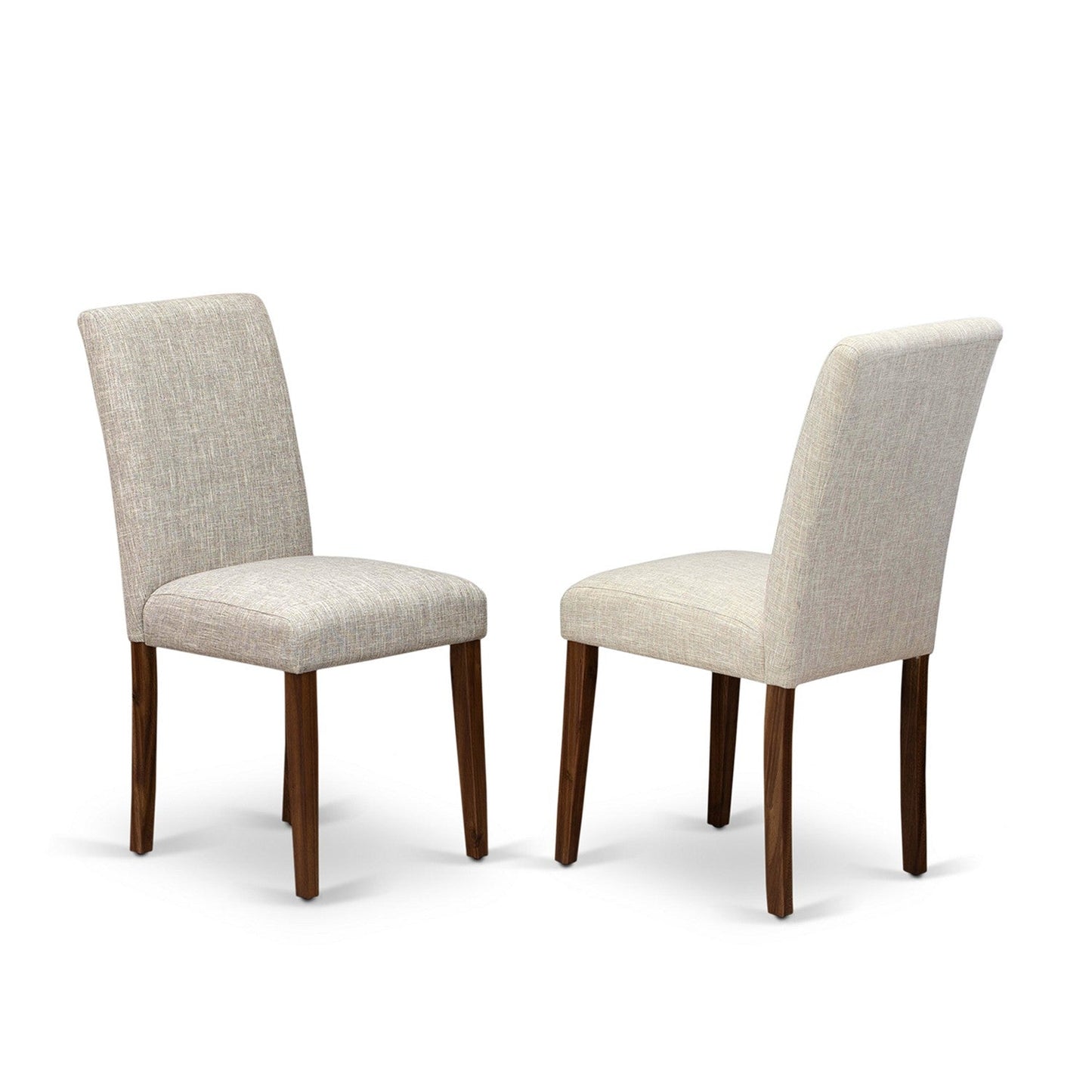 EAST WEST FURNITURE - CNAB7-NN-35 - 7-Pc Dining Room Set- 6 Dining Padded Chairs and dining table - Doeskin Linen Fabric Seat and High Chair Back (Antique Walnut Finish)