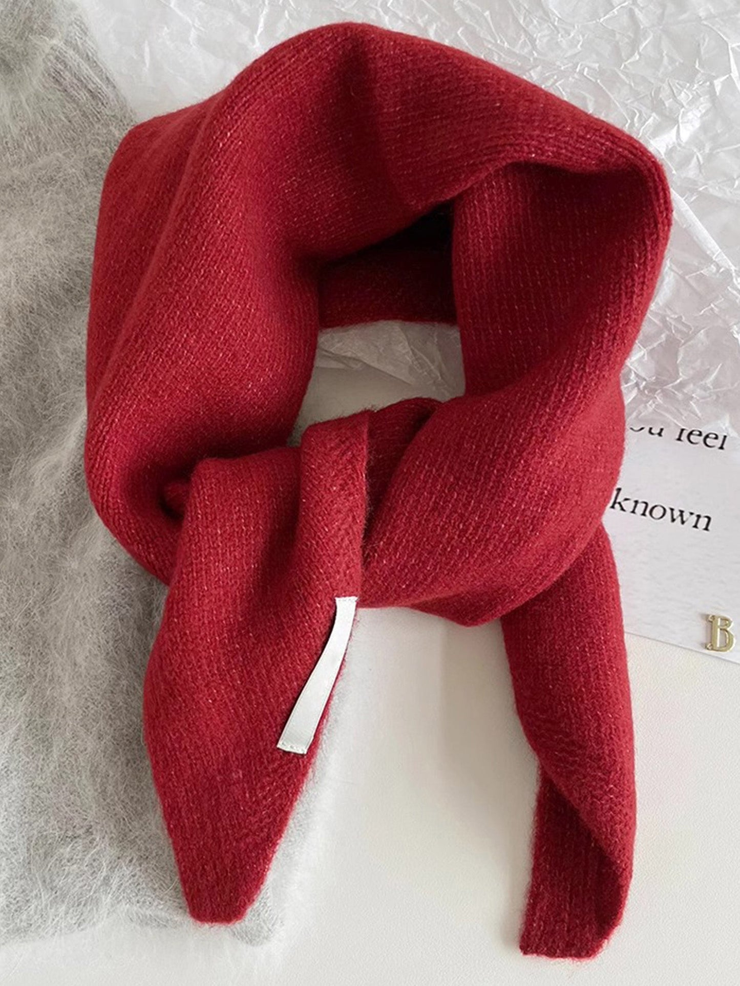 100% Merino Wool Knitted Triangle Scarf