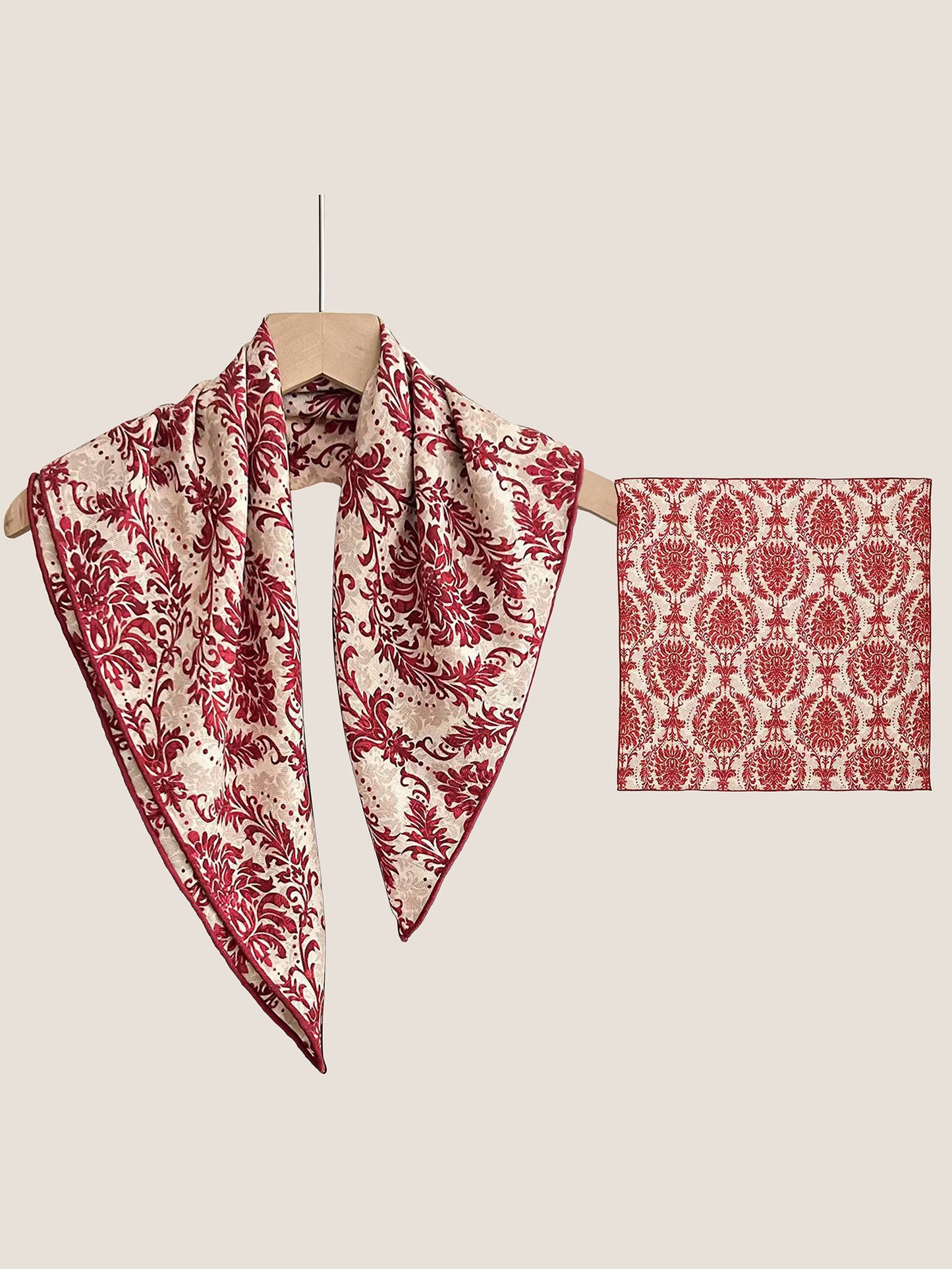 Wool Silk Printed Neck Square Scarf