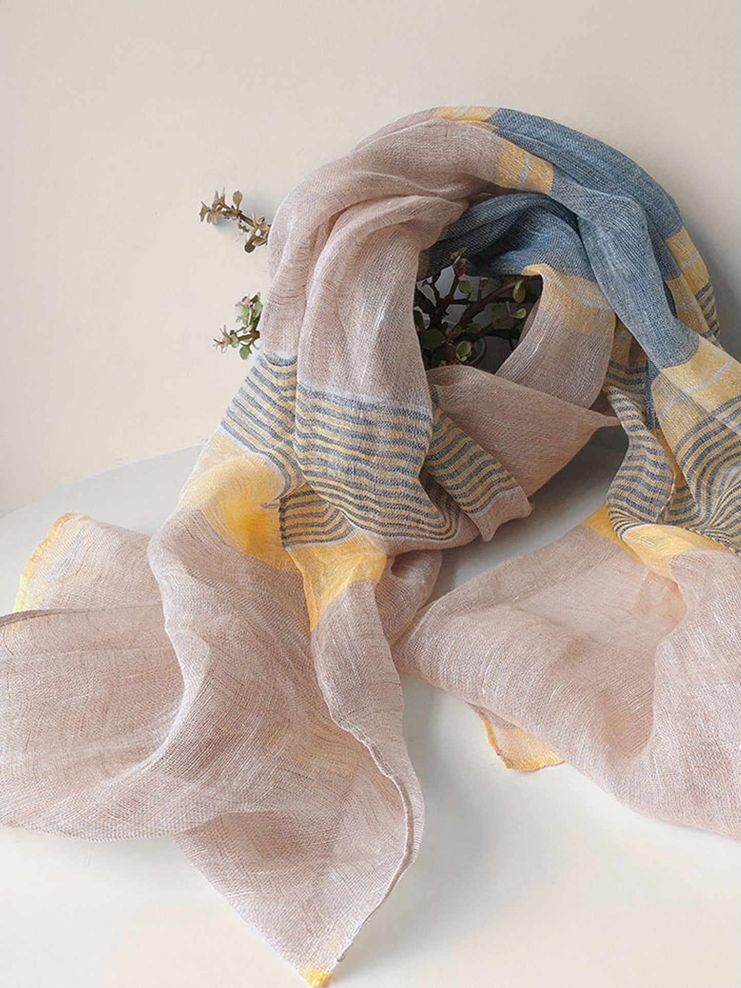 Linen Color-Block Scarf