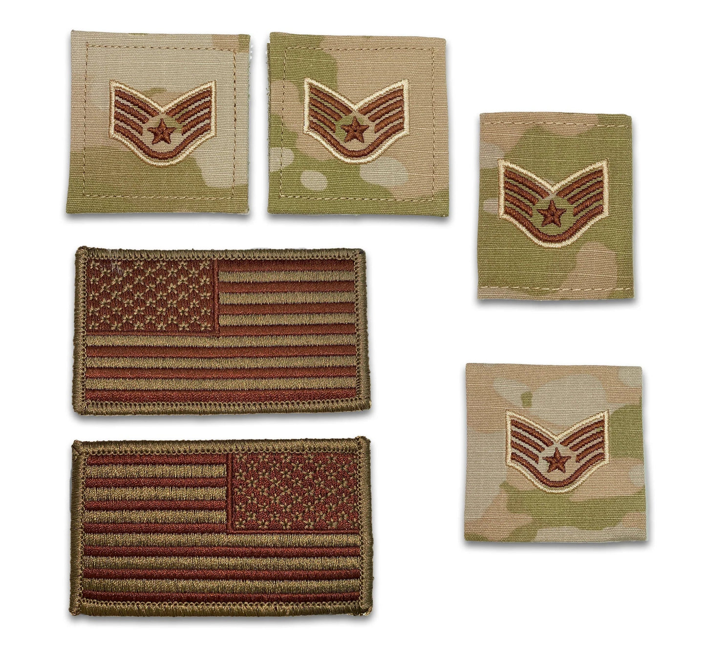 U.S. Air Force Senior Airman Rank and Reverse OCP Spice Brown Flag Bundle