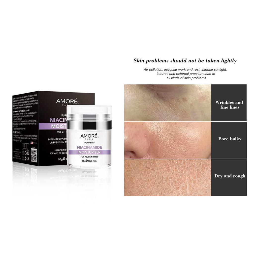 Crème hydratante de jour pour le visage à la niacinamide, crème anti-âge et anti-rides quotidienne, formule vitamine B3, aloe vera pour le visage, huile de coco, vitamine E