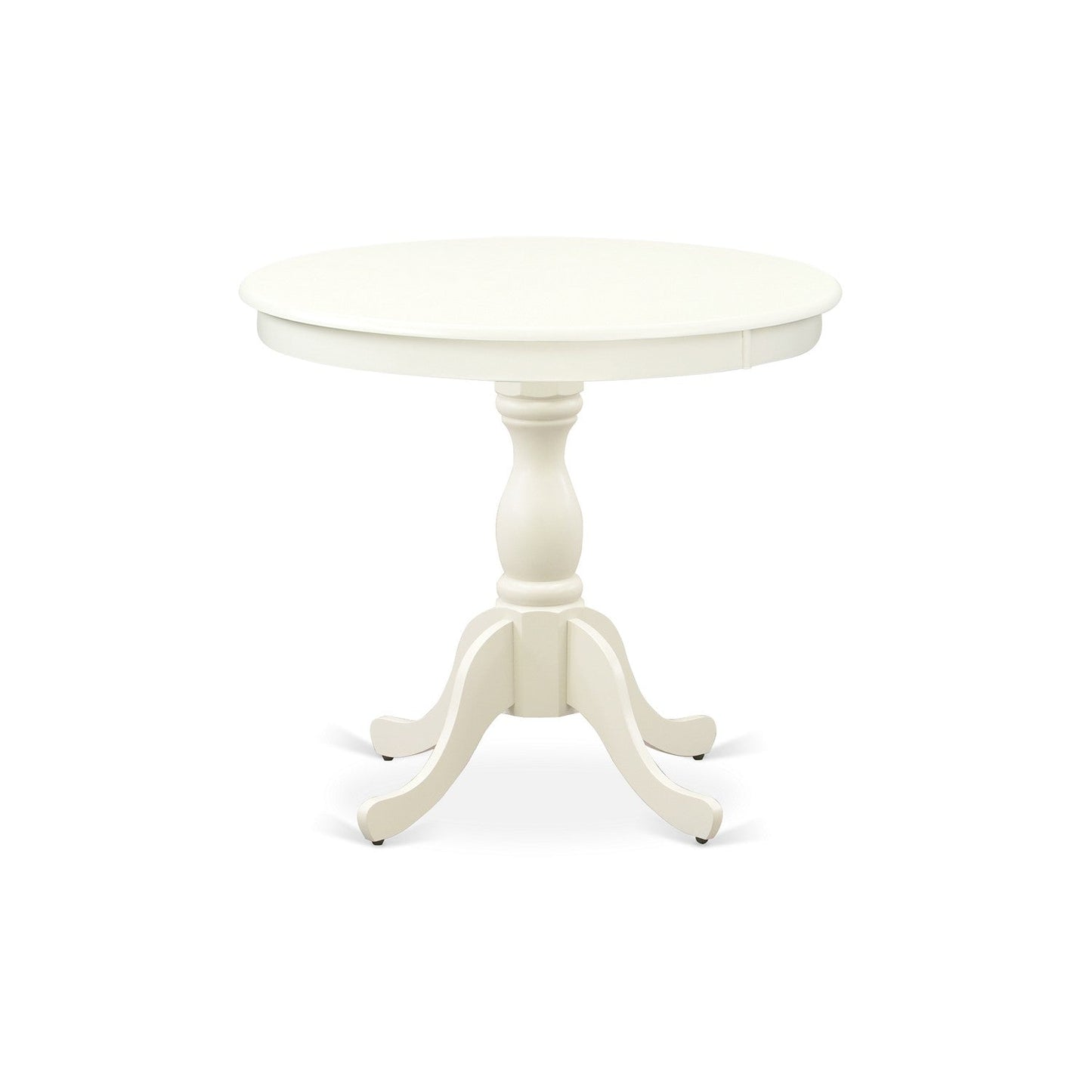 EAST WEST FURNITURE - AMVA5-LWH-W - 5-Pc Dinette Set- 4 dining room chairs and Modern dining room table - Wooden Seat and Slatted Chair Back (linen white Finish)