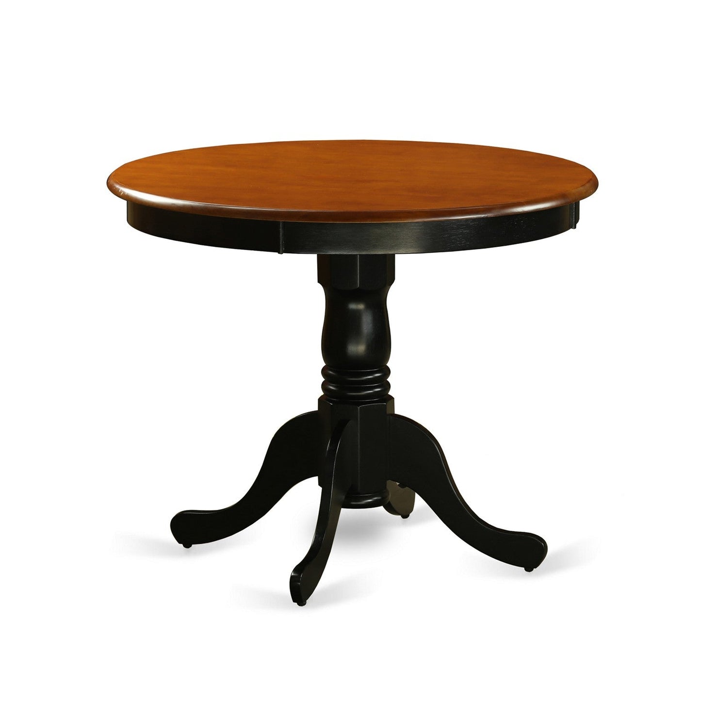 EAST WEST FURNITURE - ANDL3-BLK-W - 3-Piece Dining Room Set- 2 Dining Chair and Modern Round Dining Table - Wooden Seat and Slatted Chair Back (Black Finish)