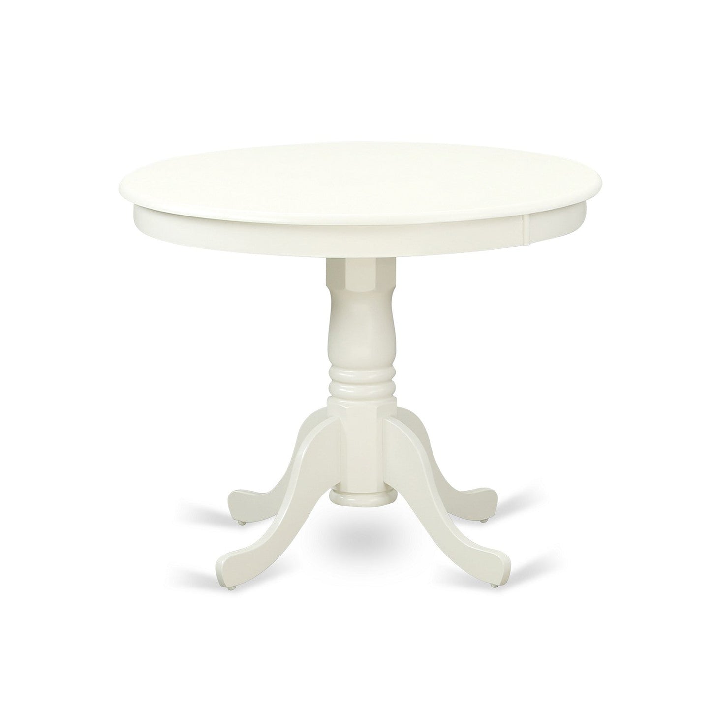 EAST WEST FURNITURE - ANVA5-LWH-C - 5-Piece Dining Table Set- 4 dining room chairs and Wooden Dining Table - Linen Fabric Seat and Slatted Chair Back (linen white Finish)