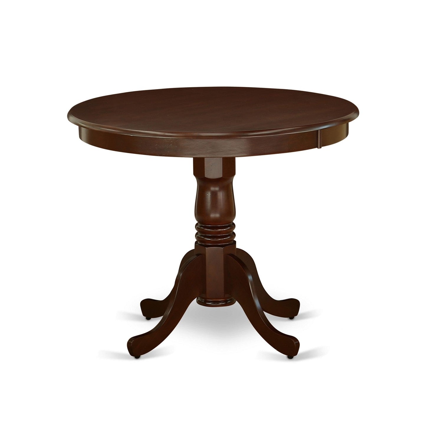 EAST WEST FURNITURE - ANDL5-MAH-W - 5-Piece Dining Room Table Set- 4 Wooden Chairs and Kitchen Table - Wooden Seat and Slatted Chair Back - Mahogany Finish