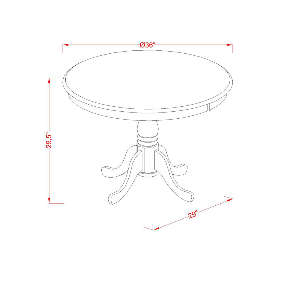 EAST WEST FURNITURE - AMVA5-LWH-W - 5-Pc Dinette Set- 4 dining room chairs and Modern dining room table - Wooden Seat and Slatted Chair Back (linen white Finish)