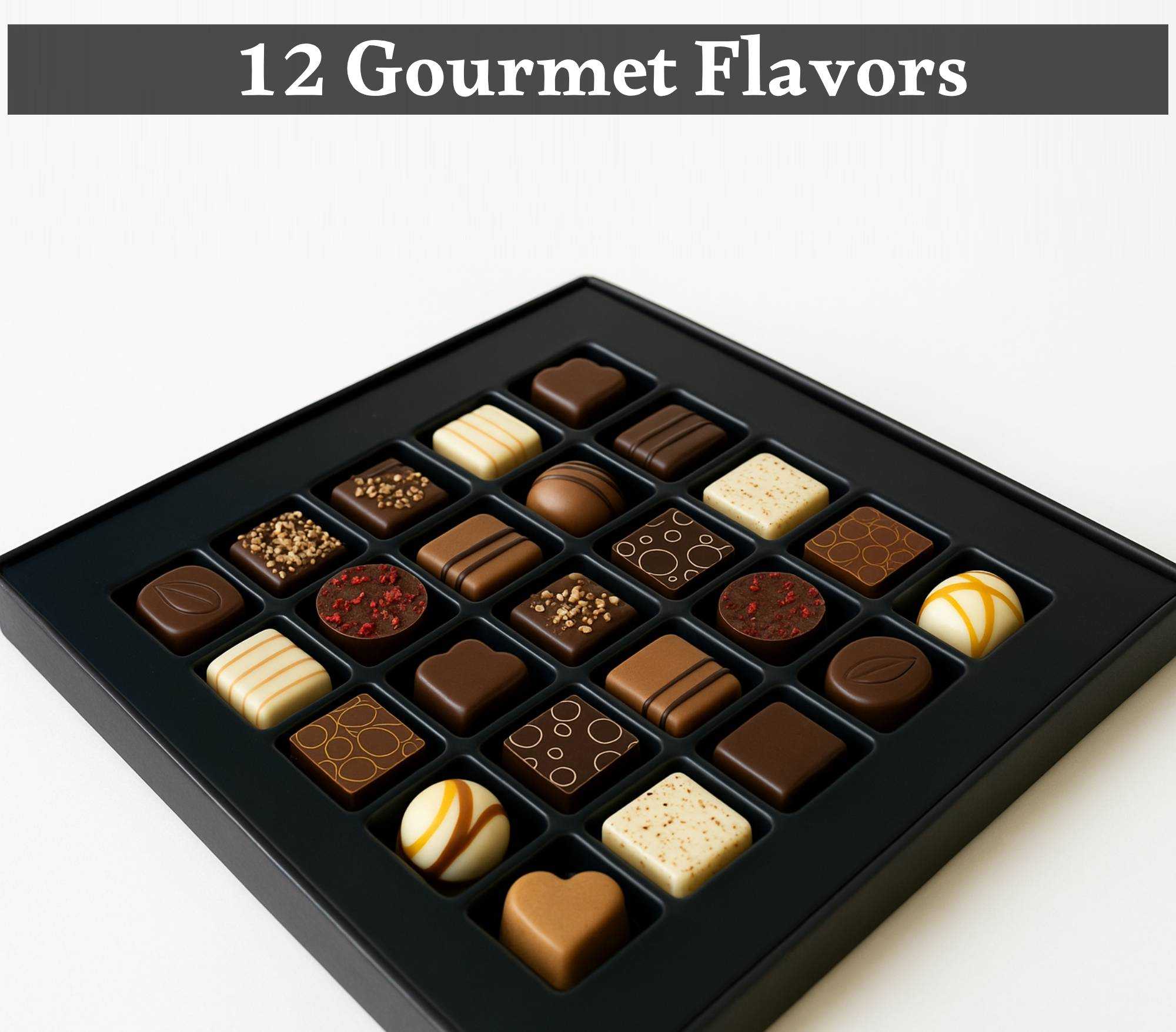 Andy Anand Gourmet Velvet Belgian Chocolate Bonbons Gift Box, 25 pc – Assorted Bon Bon Collection, European Craftsmanship, Birthday & Holiday Gift