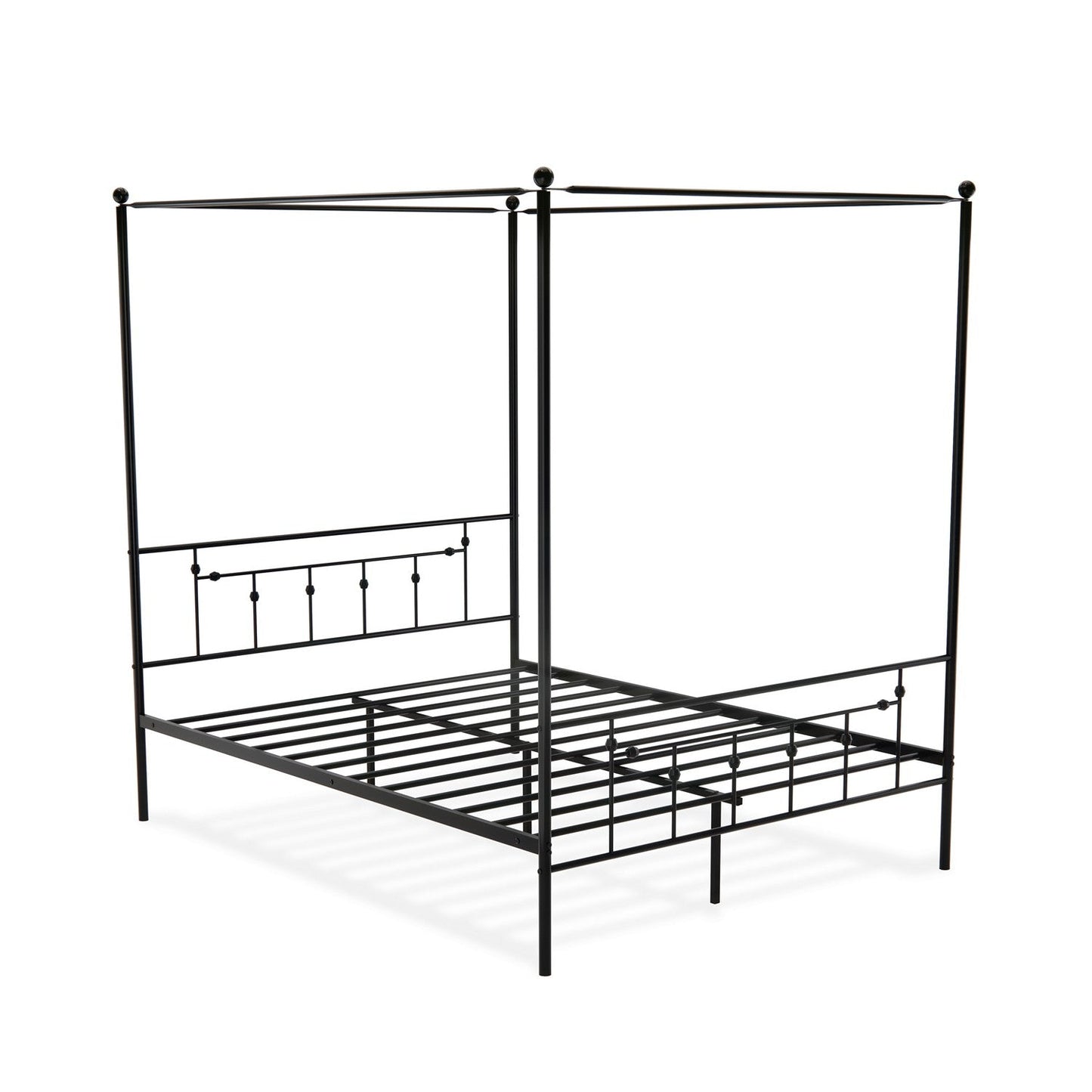 EAST WEST FURNITURE - ATQCBLK - Anniston Canopy Bed with Deluxe Style Headboard and Footboard - Luxurious Metal Frame in Powder Coating Black