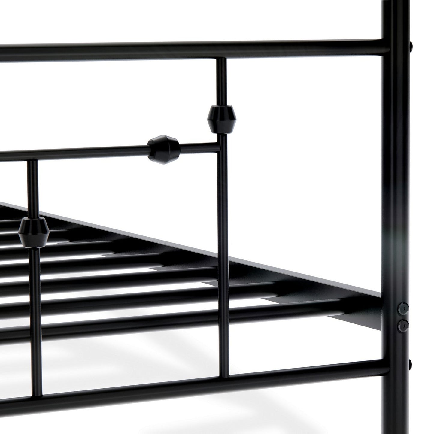 EAST WEST FURNITURE - ATQCBLK - Anniston Canopy Bed with Deluxe Style Headboard and Footboard - Luxurious Metal Frame in Powder Coating Black