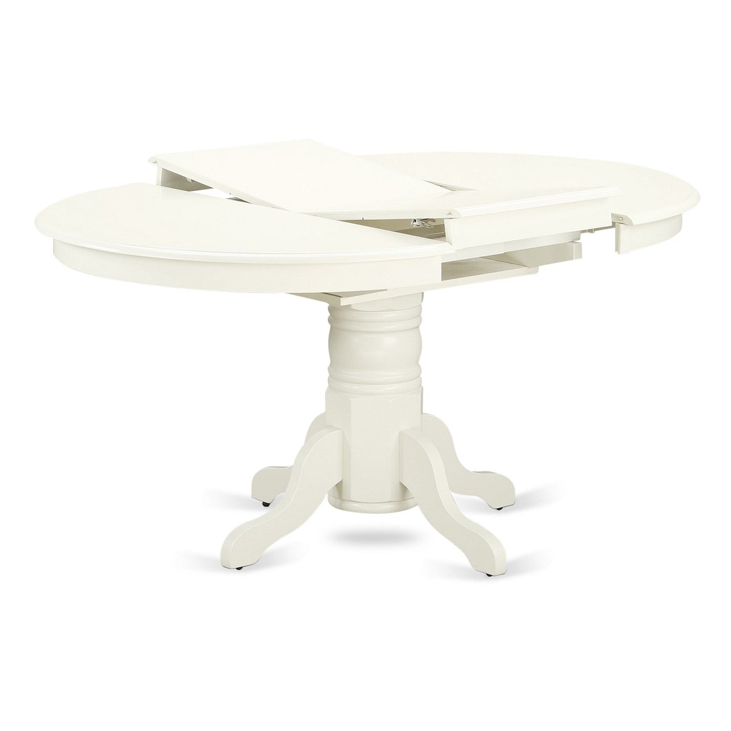 EAST WEST FURNITURE - AVVE5-LWH-15 - 5 Pc Dining Room Table Set - 4 Baby Blue Linen Fabric Dining Padded Chairs with High Back and 1 Removable leaf Oval Dining Table - linen white Finish