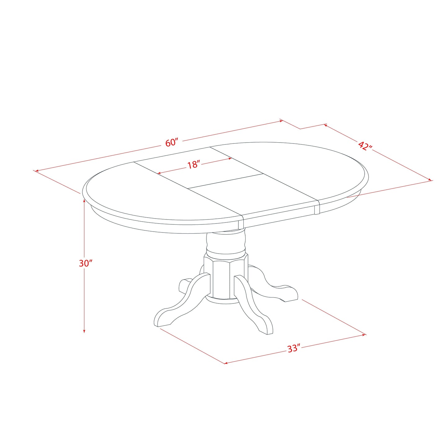 EAST WEST FURNITURE - AVVE5-LWH-15 - 5 Pc Dining Room Table Set - 4 Baby Blue Linen Fabric Dining Padded Chairs with High Back and 1 Removable leaf Oval Dining Table - linen white Finish