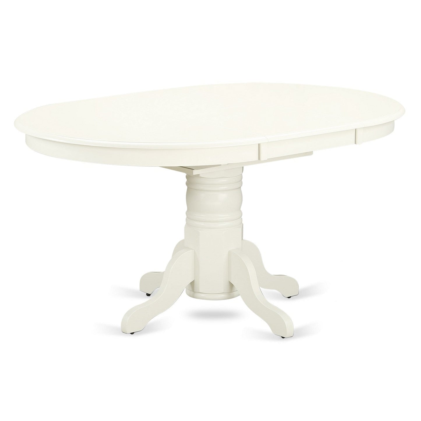 EAST WEST FURNITURE - AVVA7-LWH-C - 7-Piece Dining Table Set- 6 Dining Chairs with Linen Fabric Seat and Slatted Chair Back - Removable leaf Modern Oval Dining Table - linen white Finish
