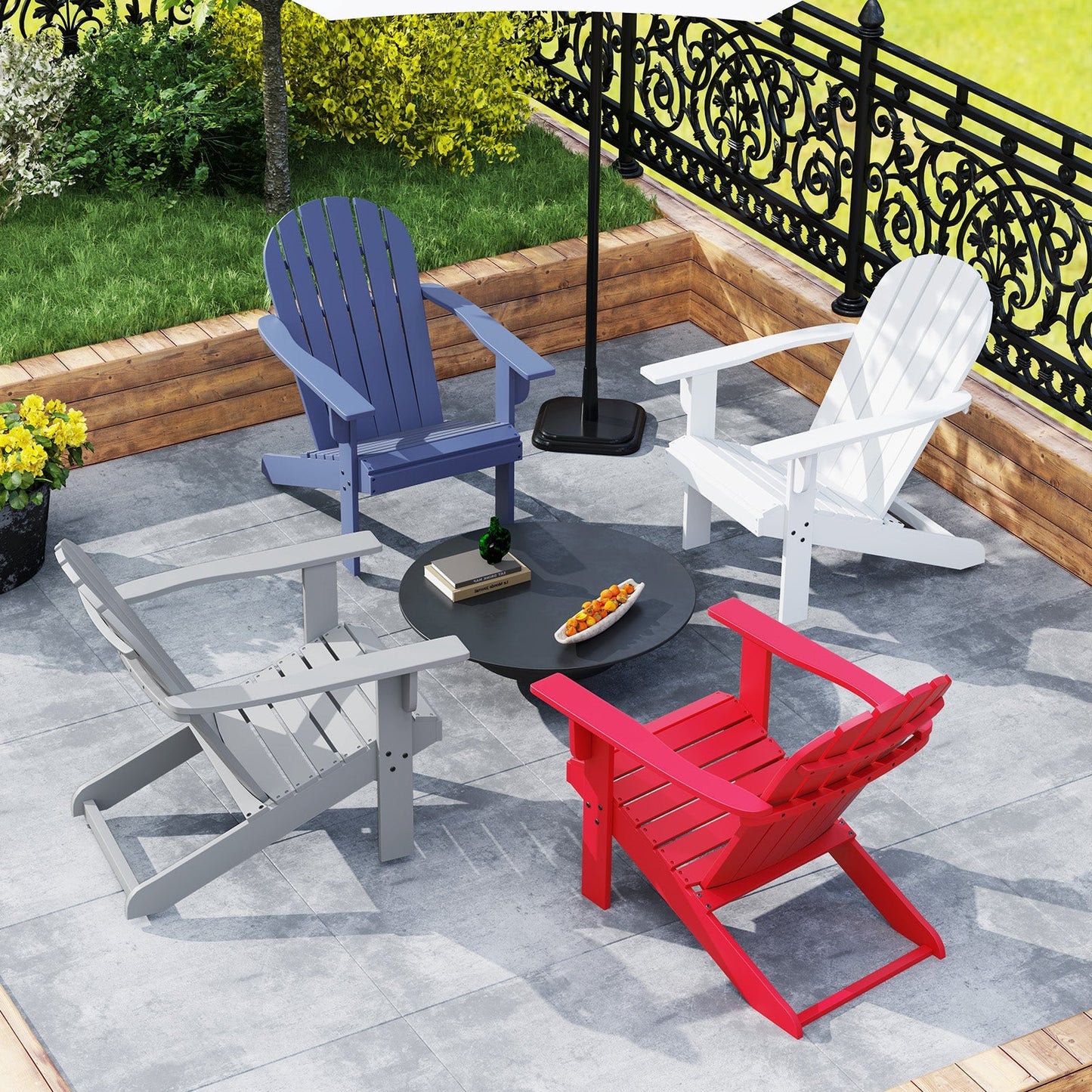 Acacia Wood Lounge Patio Adirondack Chair with Inclined Seat
