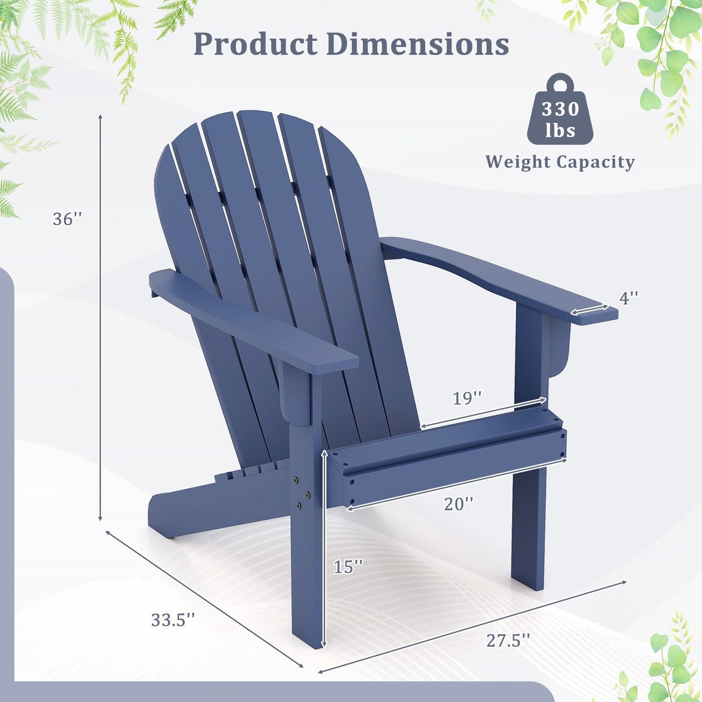 Acacia Wood Lounge Patio Adirondack Chair with Inclined Seat
