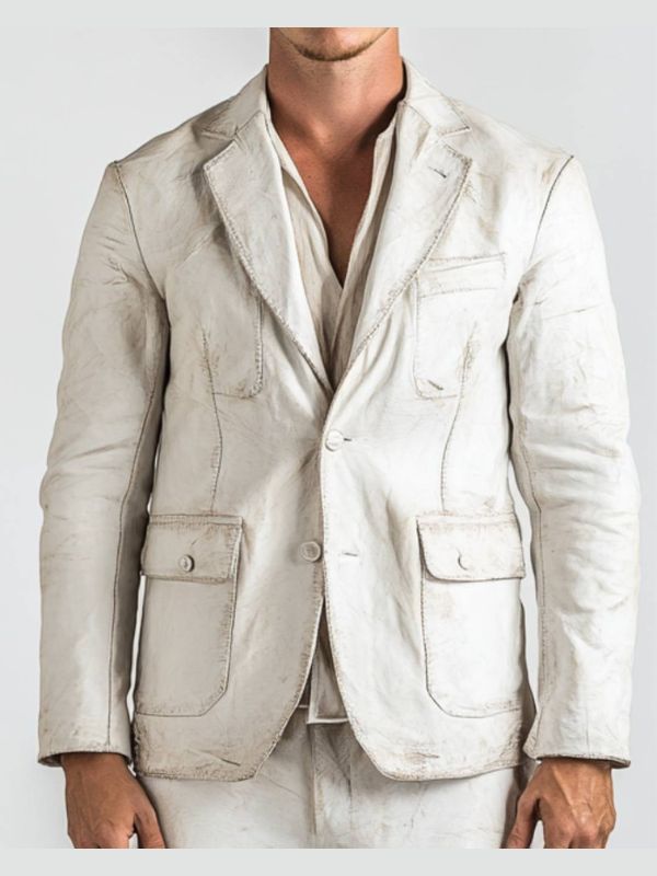 Adan White Leather Blazer – Men’s Premium White Leather Jacket