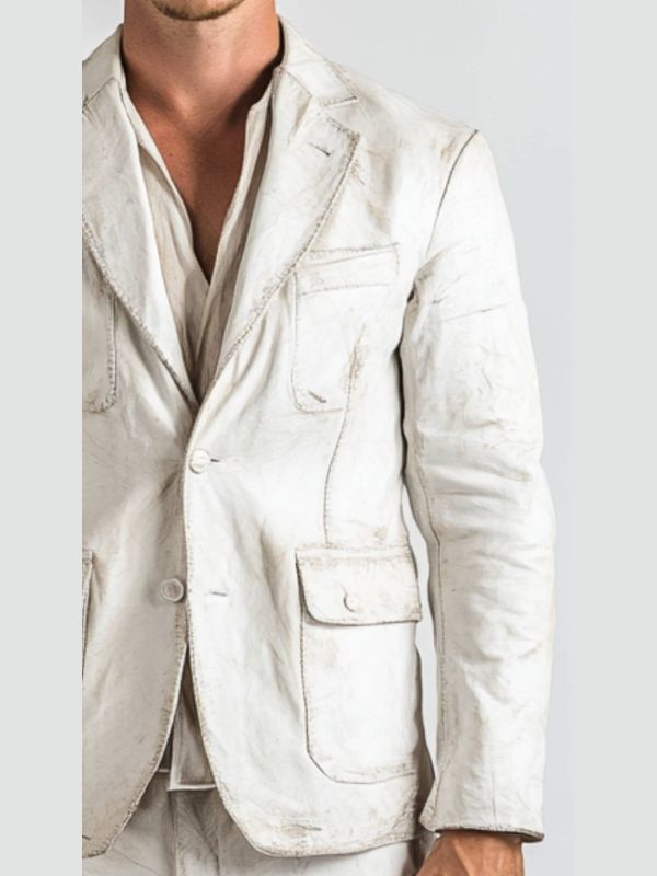 Adan White Leather Blazer – Men’s Premium White Leather Jacket