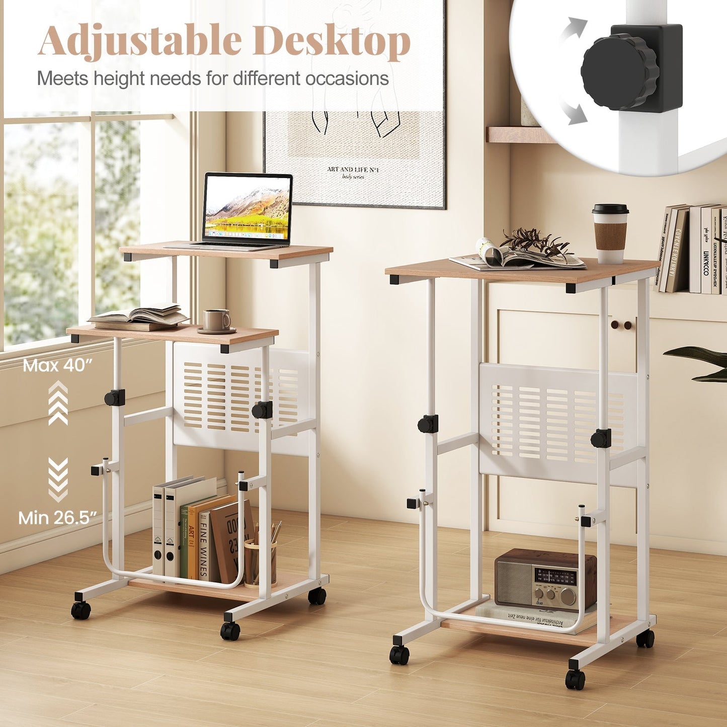 Height Adjustable Mobile Computer Stand