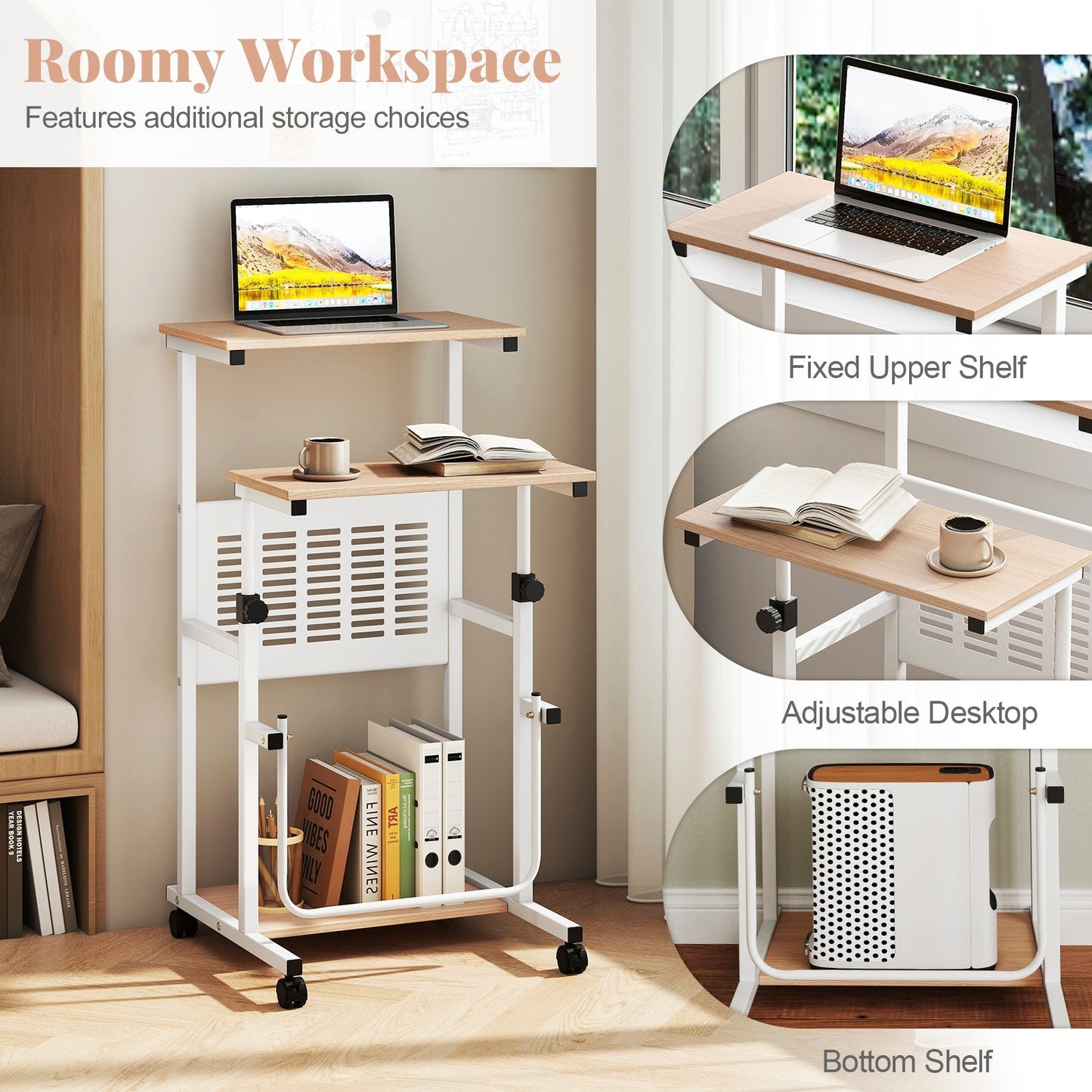 Height Adjustable Mobile Computer Stand