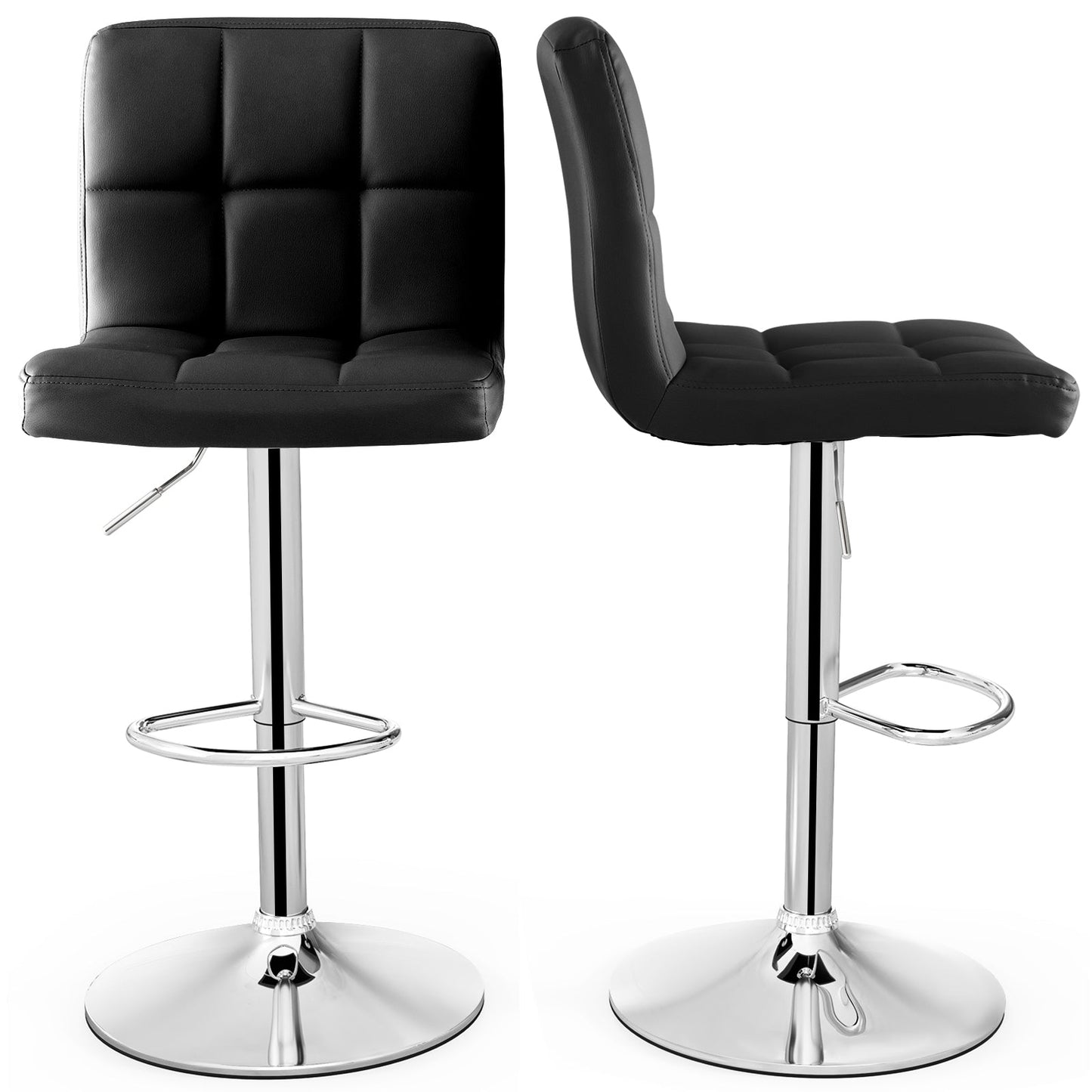 Adjustable Swivel Bar Stool with PU Leather-Brown