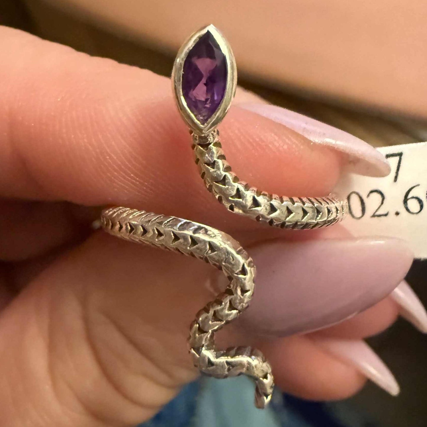 Gemstone Snake Ring  - Sterling Silver or Gold Vermeil