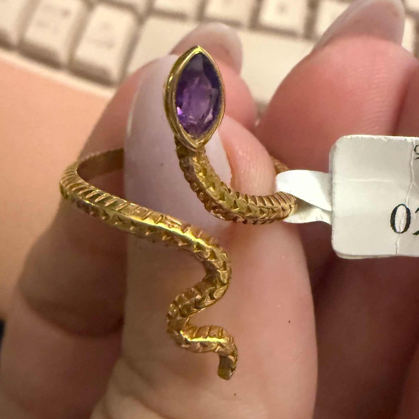 Gemstone Snake Ring  - Sterling Silver or Gold Vermeil