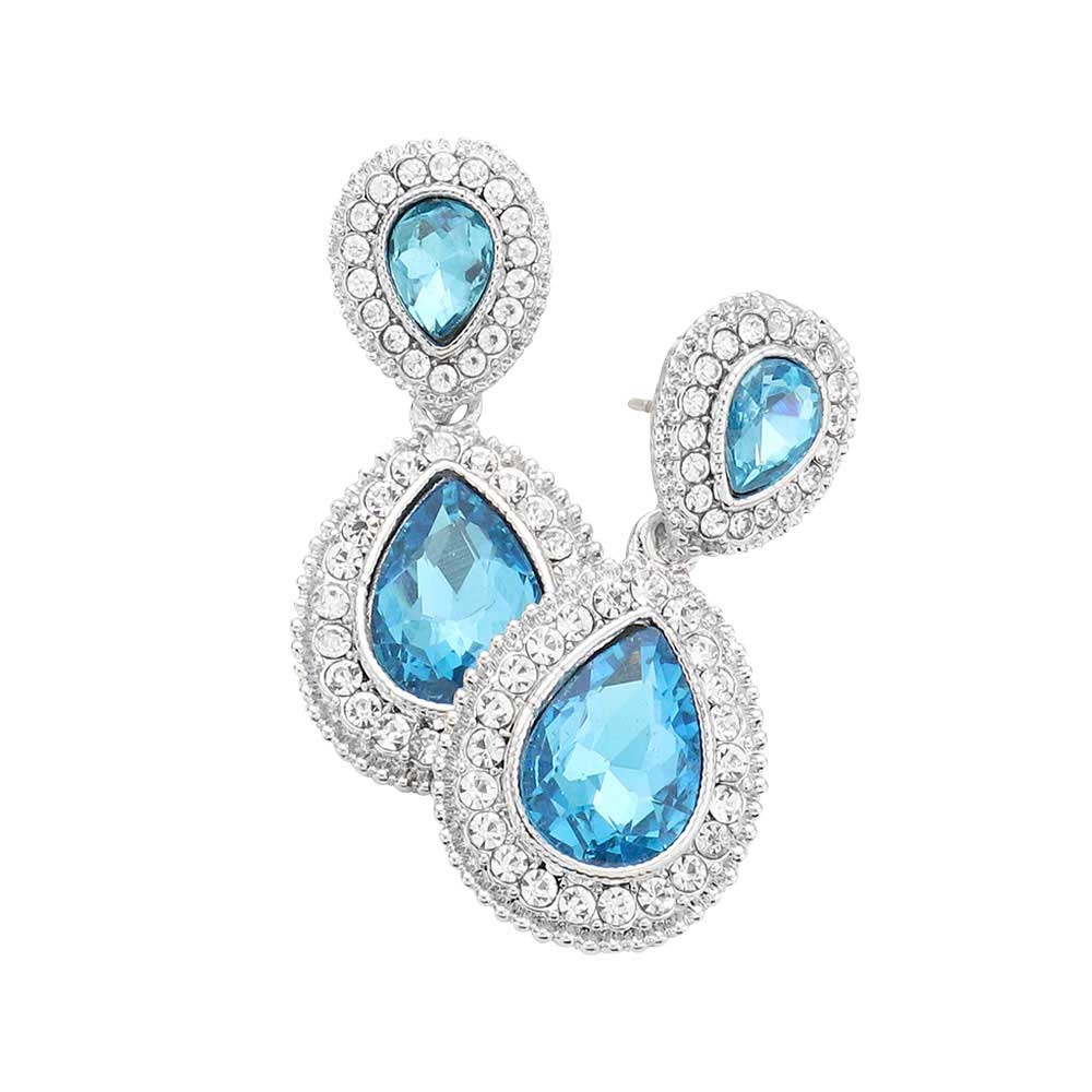 Women's Rhinestone Trim Teardrop Evening Dangle Earrings