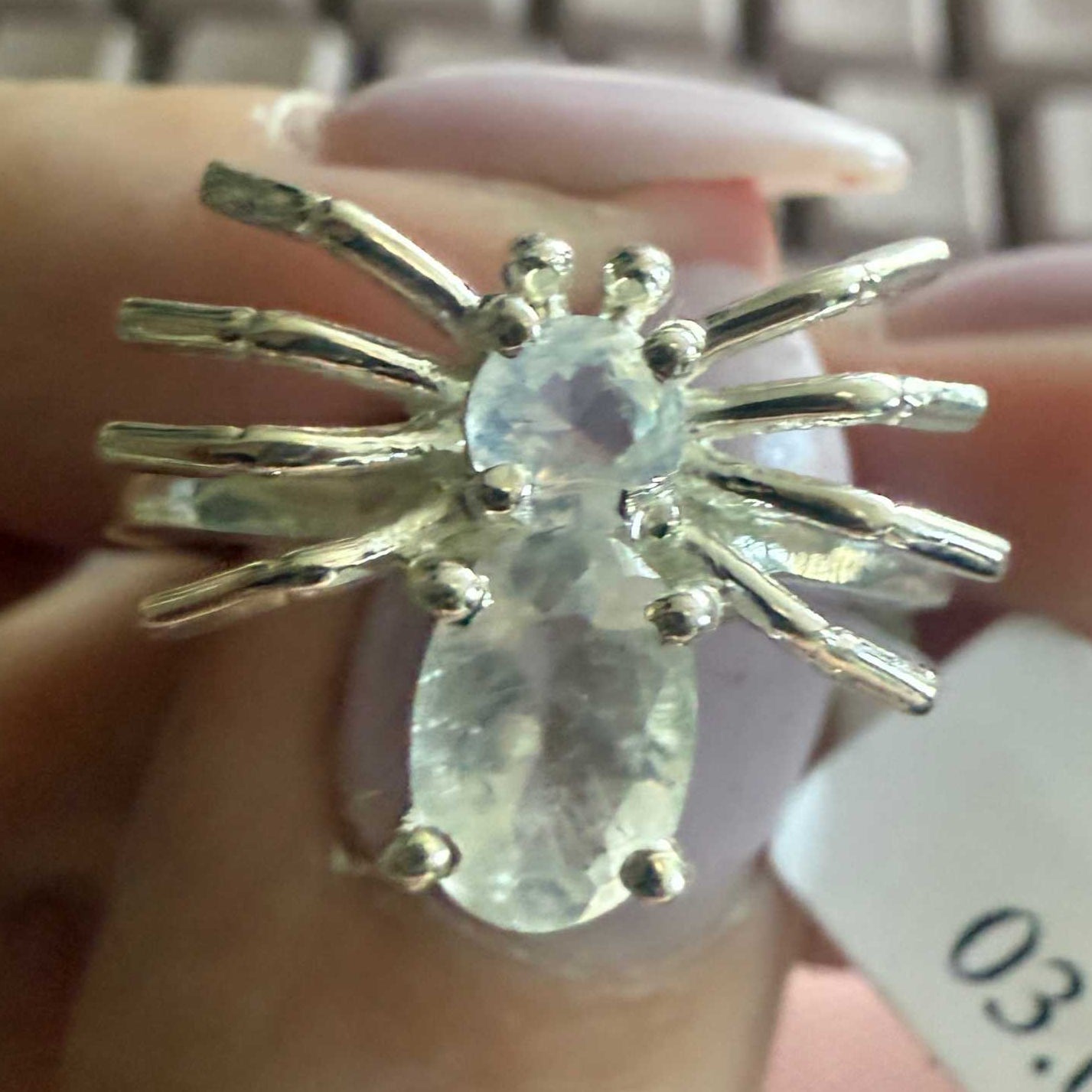Gemstone Spider Ring in Sterling Silver or Gold Vermeil
