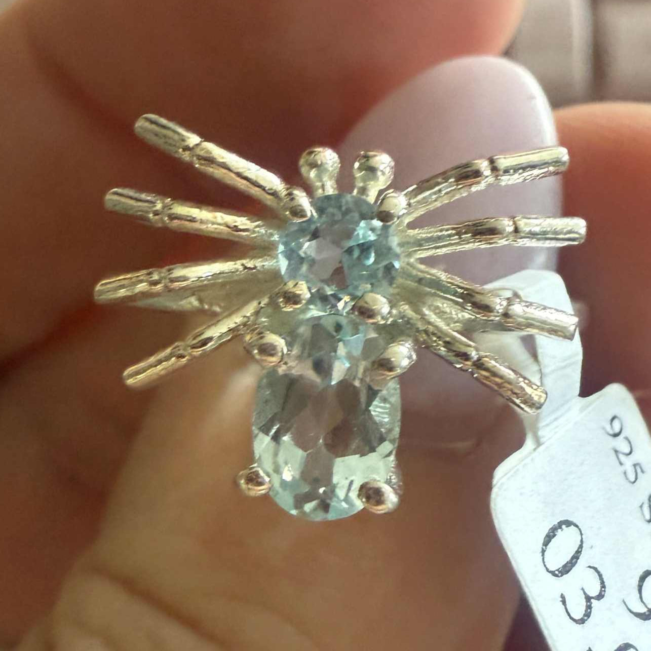 Gemstone Spider Ring in Sterling Silver or Gold Vermeil