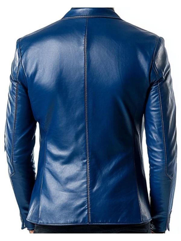 Archie Blue Leather Blazer – Leather Blazer for Men
