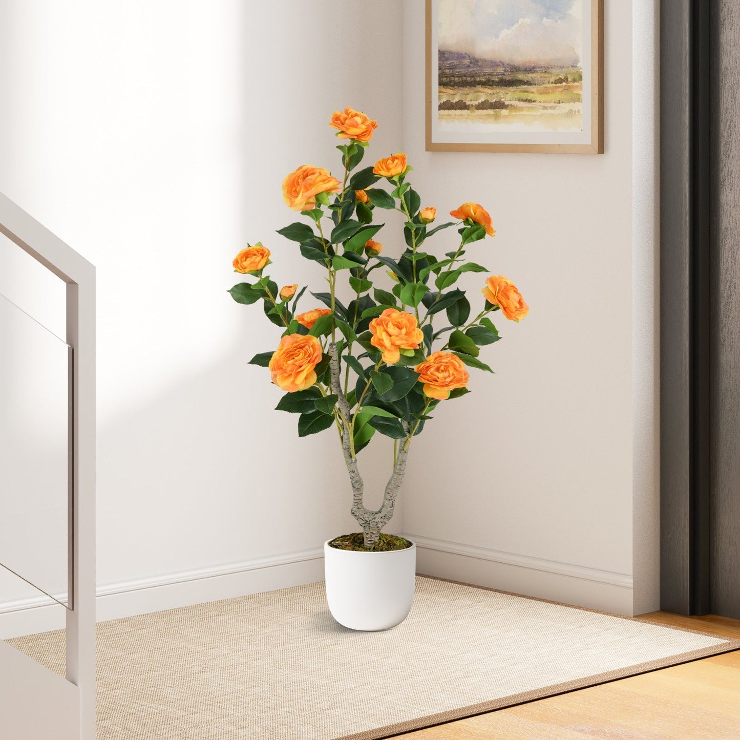 36 Inch Artificial Camellia Tree with Blooming Flower 2 Pack